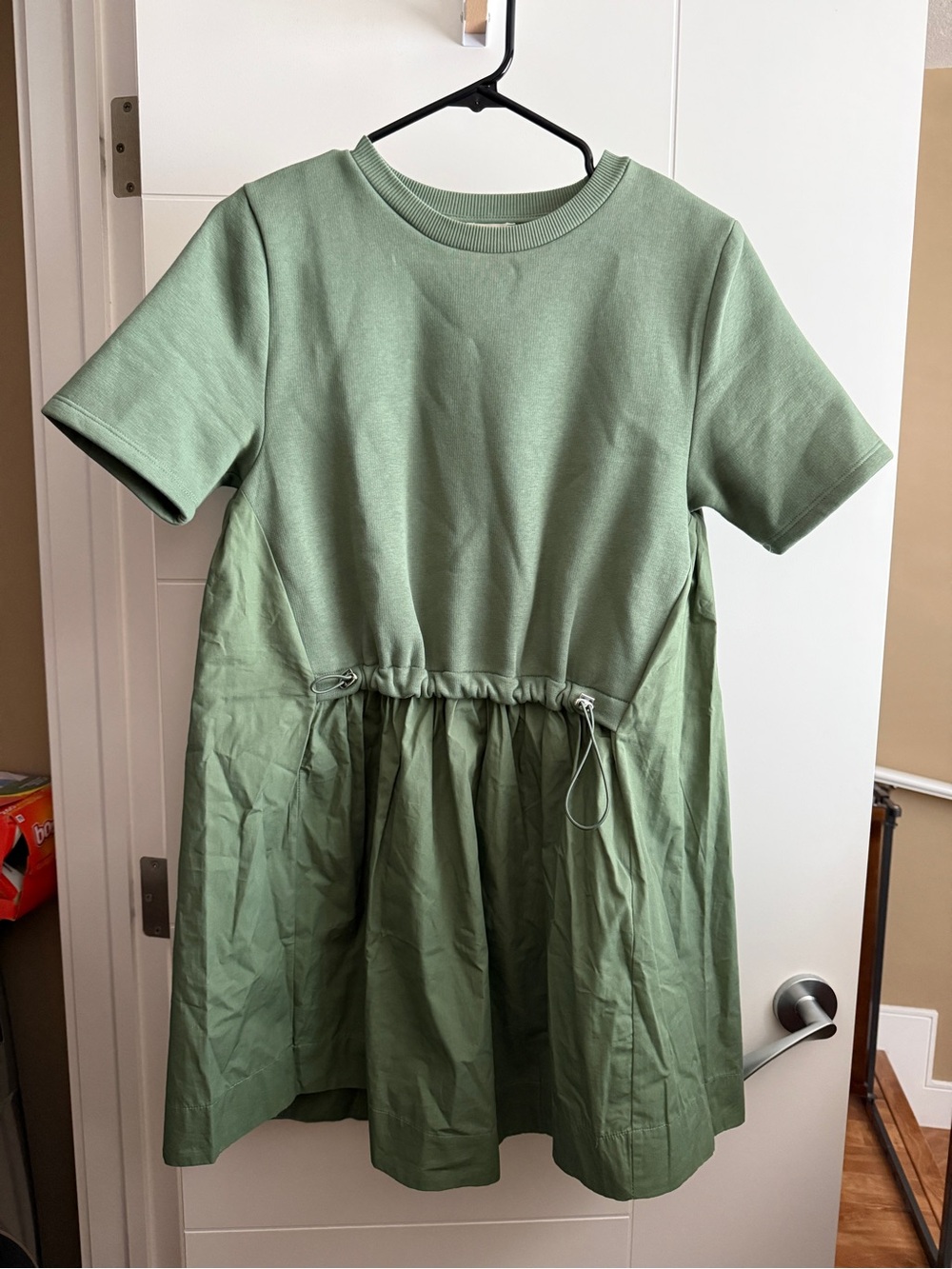 Pilcro Olive Green Drawstring Waist Casual Dress